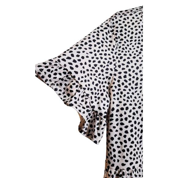 NCLOOK Womans Babydoll Loose Ruffle Dress Crewneck Khaki Spots Plus Size 3XL New - Picture 8 of 8